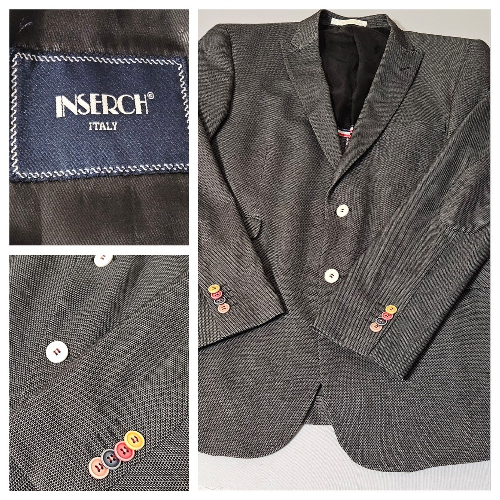 Men's Inserch Sport Coat Elbow Patches  Blazer Size L Hopsack‎
